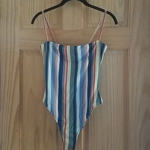 La Hearts Striped One Piece Swimsuit